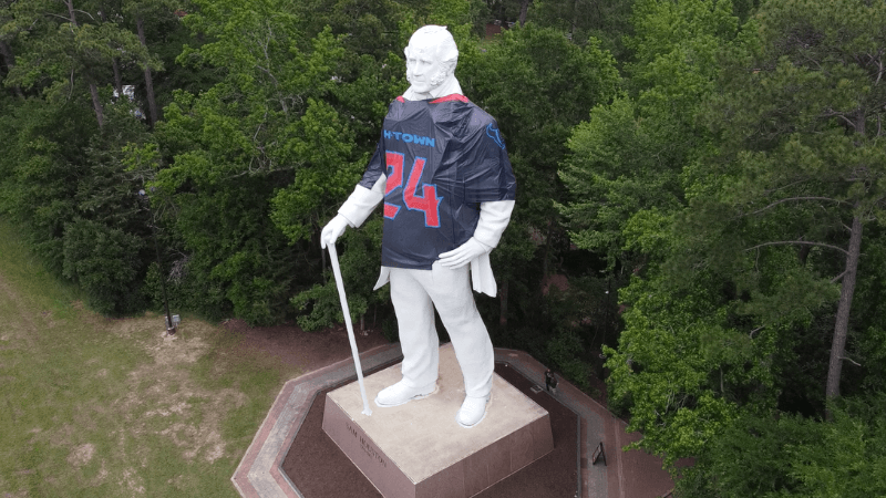 Sam Houston Statue Dons Houston Texans Jersey in Celebration of New NFL Look