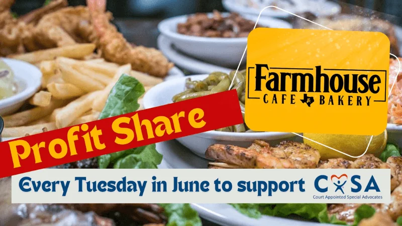 Farmhouse Cafe Supports CASA with Tuesday Fundraisers in June