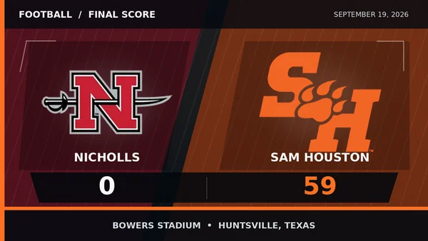Sam Houston Overpowers Nicholls 59-0 in Bowers Stadium Return