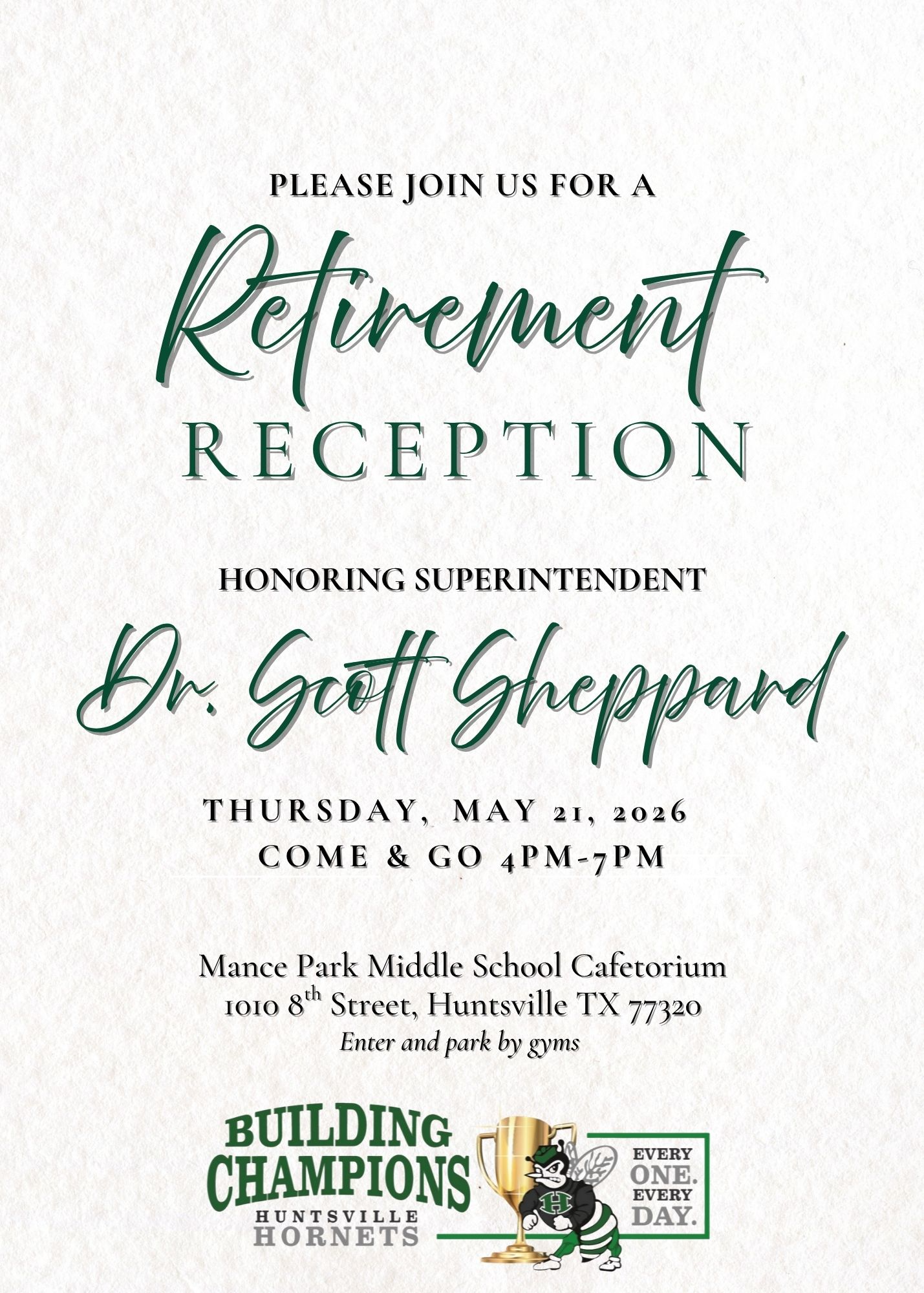 Retirement Reception Honoring Dr. Scott Sheppard