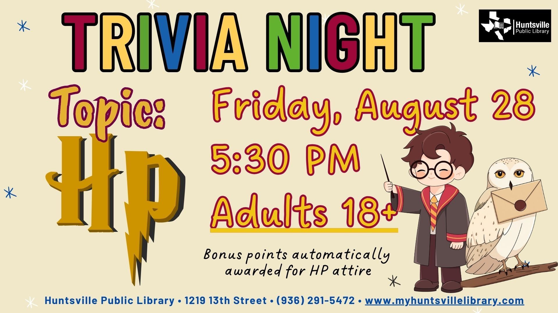 Adult Trivia Night Harry Potter